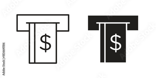 Atm icons on white background. Line vector sign, symbol for web and mobile