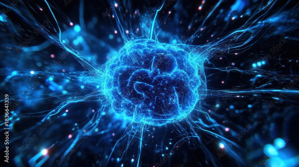 Obraz premium Artificial Intelligence Core Glowing with Neural Energy.