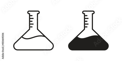 Beaker icons on white background. Line vector sign, symbol for web and mobile