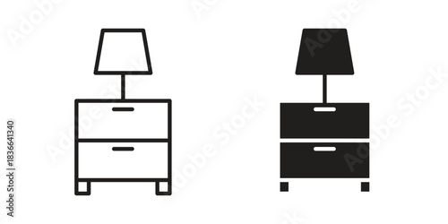 Bedside table icons on white background. Line vector sign, symbol for web and mobile