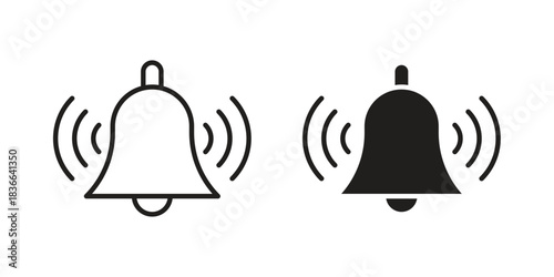 Bell school icons on white background. Line vector sign, symbol for web and mobile