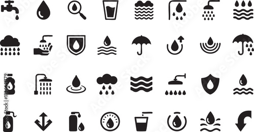 Vector water silhouette icon set