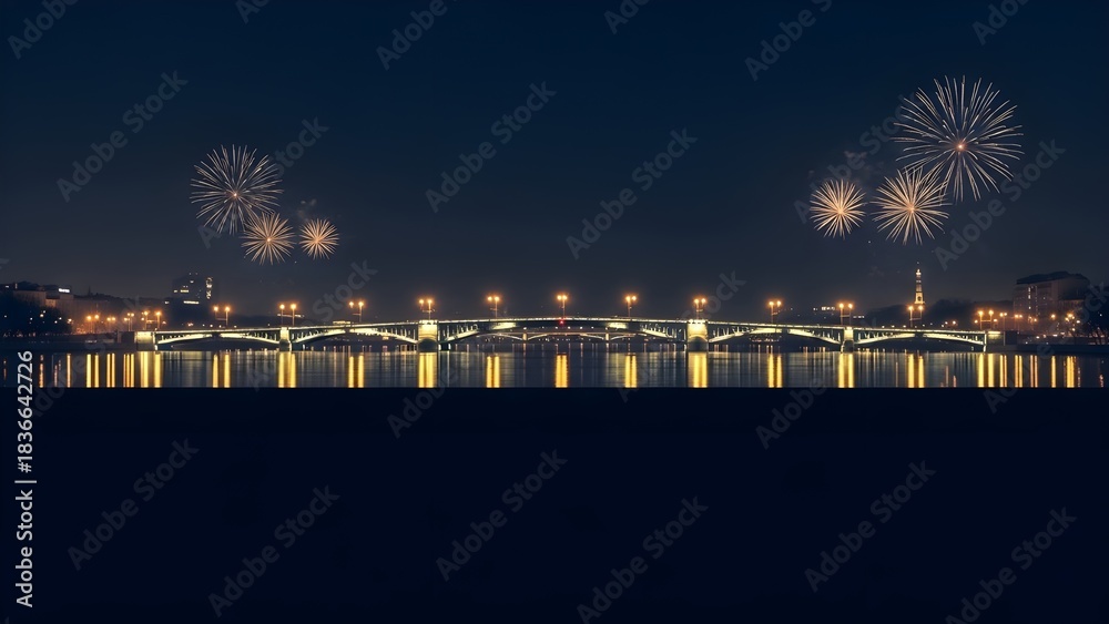 Fototapeta premium fireworks over the river