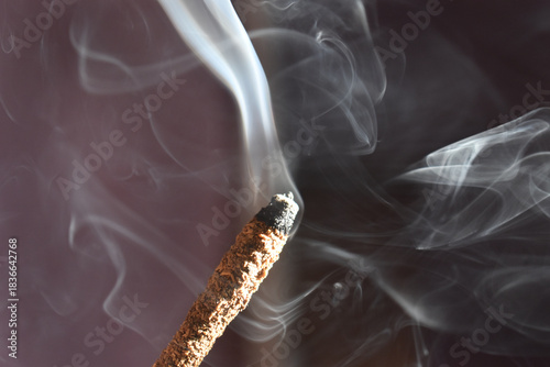 Burning Incense Stick with Rising Smoke – Aromatherapy, Ritual, Meditation