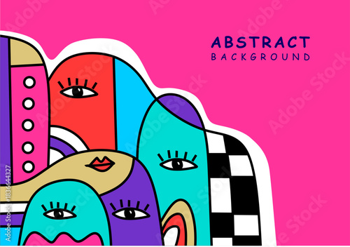 contemporary vector abstract portraits characterized by a fusion of Cubism, Pop Art