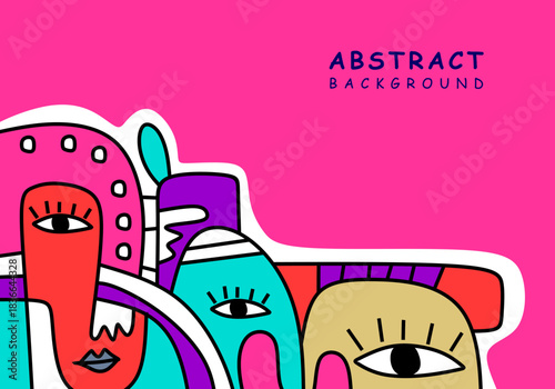 contemporary vector abstract portraits characterized by a fusion of Cubism, Pop Art