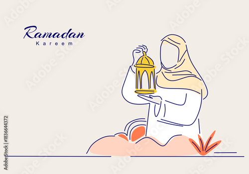 Muslim woman holding a lantern