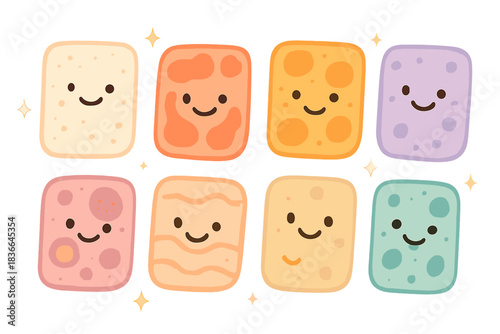 Colorful Pathology Visual. A playful "pathology visualization" color palette with happy swatches, tiny sparkles around, gentle