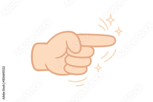 Guiding Hand Sparkles. a friendly hand pointing forward with tiny guiding sparkles and soft motion lines, peach and cream tones,