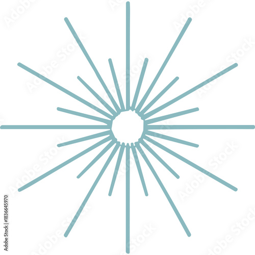 Abstract Light Burst with radiating lines and a central white circle on a black background creating a starburst effect