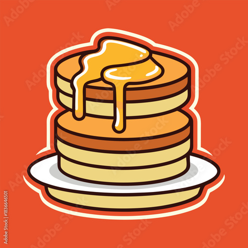 Stack of Pancakes with Syrup Drizzle breakfast food