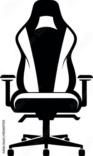 Black and White Silhouette Gaming Chair with Ergonomic Design