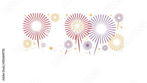 Vibrant abstract burst of colorful fireworks exploding in the night sky creating a festive celebratory atmosphere for holidays