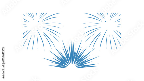 Bright blue abstract fireworks exploding in the night sky creating a festive and celebratory light show display