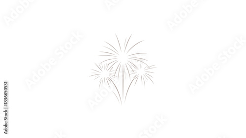 Delicate white line drawing of a dandelion seed head with floating seeds against a stark white background