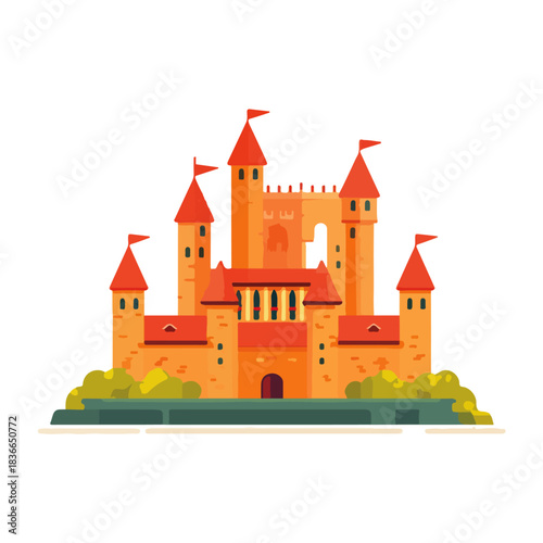 Cartoon Castle Illustration for Fairytale, Education, and Design