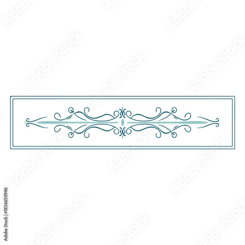 Elegant Teal Scroll Divider, Decorative Frame, White Background