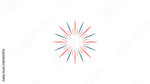 Abstract burst of colorful lines radiating outwards from a central oval shape on a white background