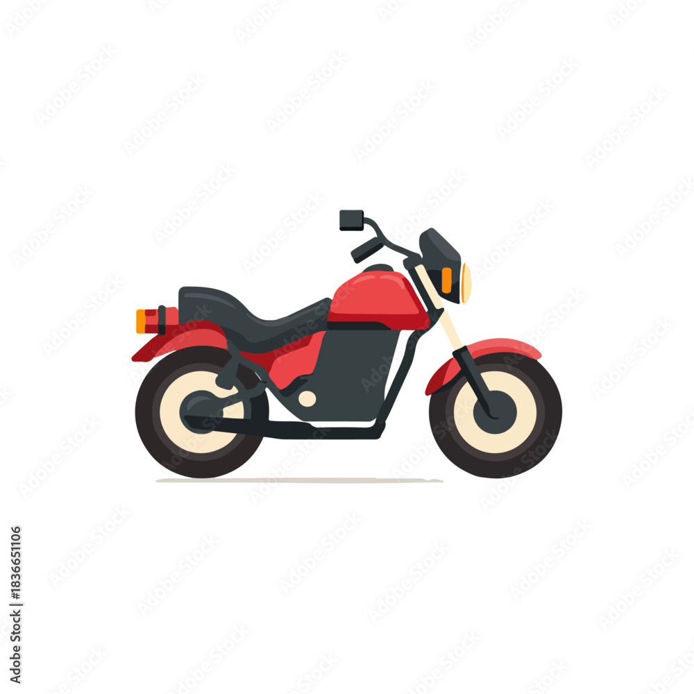Obraz premium Flat Design Red Motorcycle Isolated on White Background