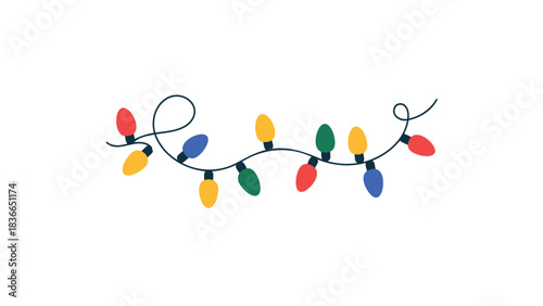 Colorful christmas lights garland string festive holiday decoration illuminating festive celebration