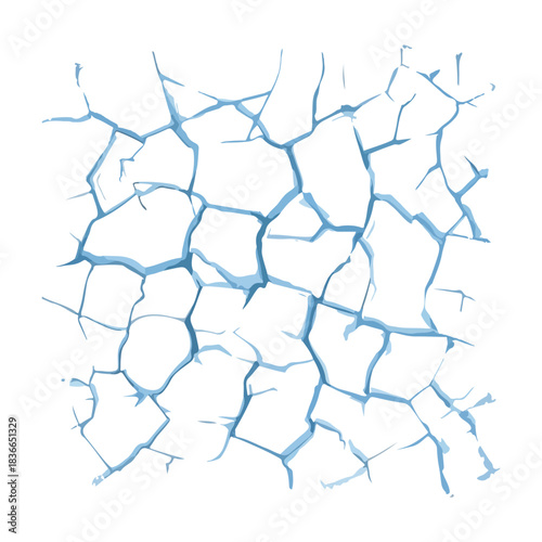 Ice Cracks Geometric Fracture Pattern on White Background