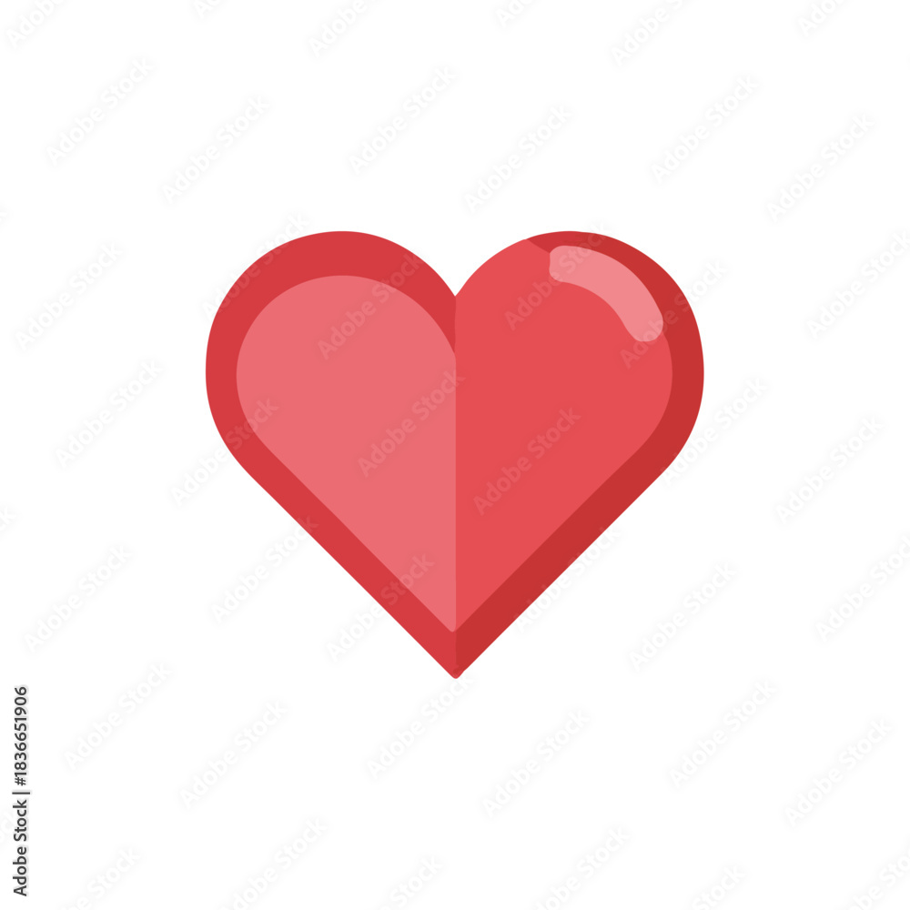 Fototapeta premium Red Heart Icon Isolated on White Background for Love Concepts