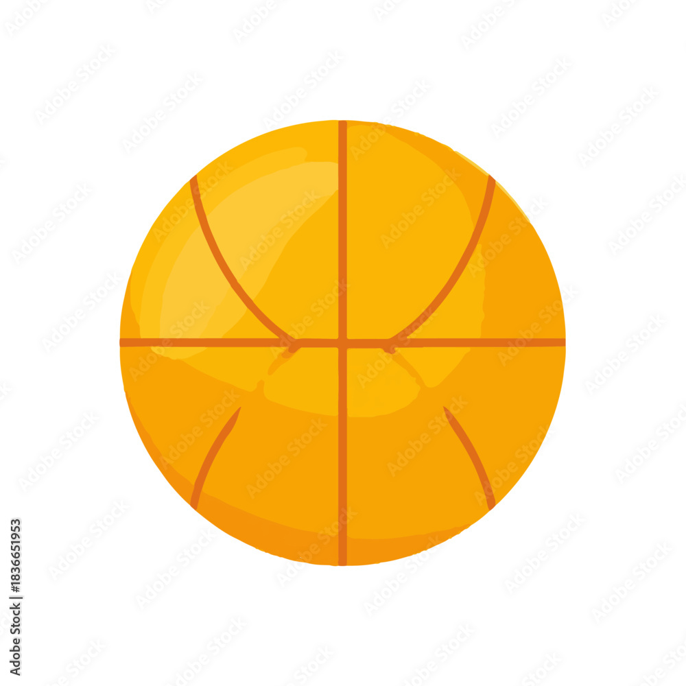 Fototapeta premium Simple Basketball Illustration, Isolated on White Background