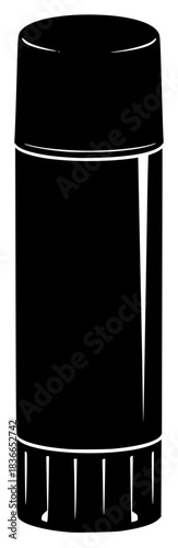 ink drawing of a black cylindrical object, simple geometric shapes, minimalist abstract design
