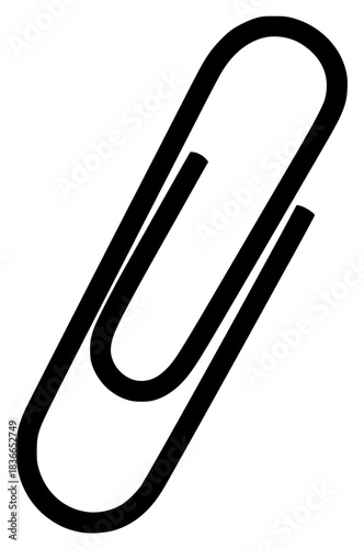 A black paperclip icon on a , black, icon, illustration, logo, symbol, against transparent background