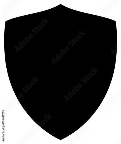 A black shield icon on a , black, crest, icon, shield, against transparent background