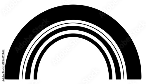 A black and white silhouette of a rainbow, black, illustration, rainbow, sky, white, against transparent background