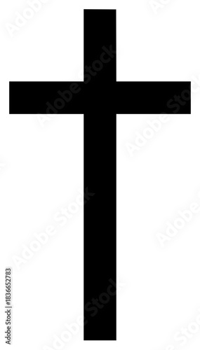 a simple black cross on a , black, cross, crucifix, symbol, against transparent background