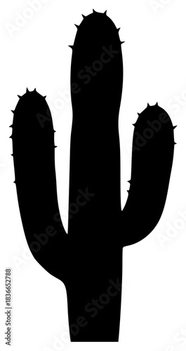 A black silhouette of a cactus against a , black, cactus, profile, stab, against transparent background