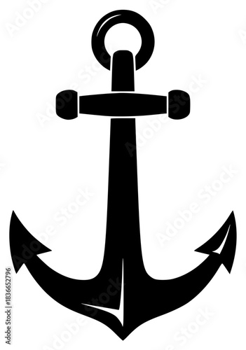 A black and white silhouette of an anchor, anchor, black, icon, illustration, logo, profile, symbol, against transparent background