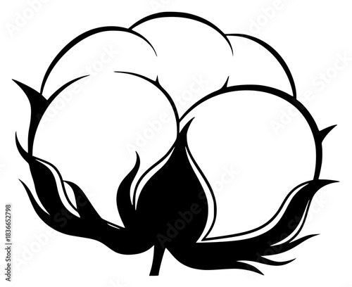 A black and white silhouette of a stylized plant with leaves, black, curl, flower, hair, illustration, logo, lotus, petal, ponytail, profile, against transparent background