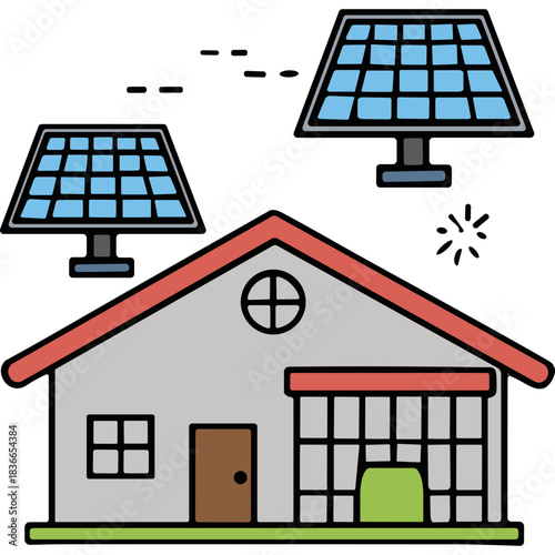 Clean Energy Home Concept With Rooftop Solar Panels Generating Electricity From Sunlight Outdoors Green Technology Sustainable Power Supply For Residential Building