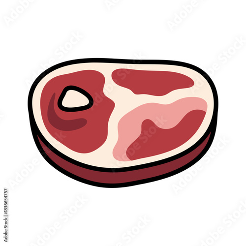 Raw Lamb Chops Arranged in a Black Baking Tray Minimalist Flat Vector Art Clean Sticker Style 2D Simple