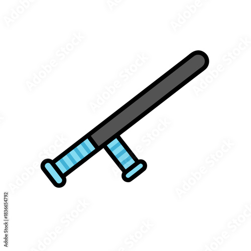 Police Baton Illuminated With Light Blue Accents On Black Background Minimalist Vector Illustration Law Enforcement Object