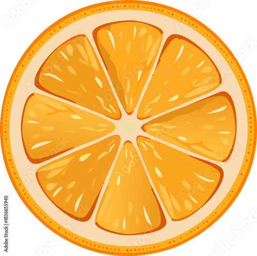 slice of orange on white background