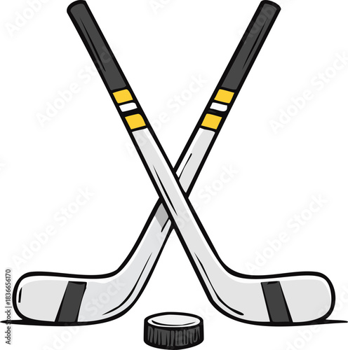 hockey stick and puck