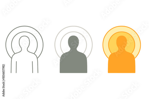 Body Echo Spheres. Minimalist body echo visualization showing layered resonance through transparent spheres, first in line style