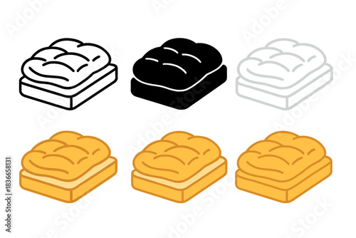 Cozy Comforter Designs. Fluffy comforter on mattress with gentle puff and layered stitching, cozy abstract icon, minimal vector