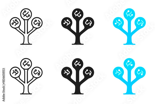 Futuristic Quantum Sculptures. Futuristic branching sculpture with glowing quantum evolution patterns, clean geometric minimal