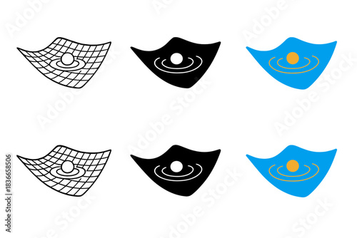 Space-Time Particle Ripples. Curved grid representing space-time fluctuations with particle ripples emerging from energy waves,