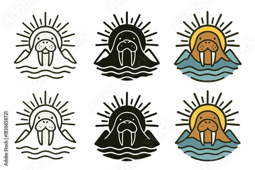 Walrus Tusk Sun. Walrus Tusk Sun, harmonious arctic motif blending power, reflection, and light-filled serenity, first in line