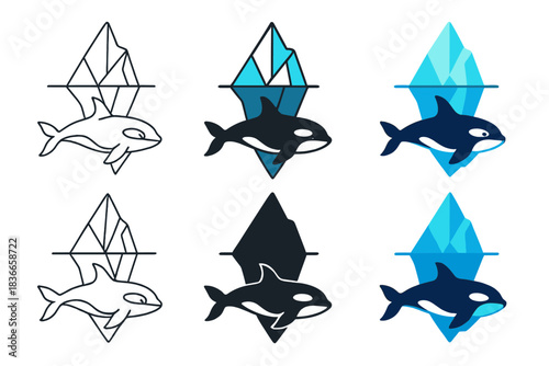 Marine Harmony Abstract. Orca Iceberg Sail, abstract marine harmony combining deep water forms and bright polar geometry, first in