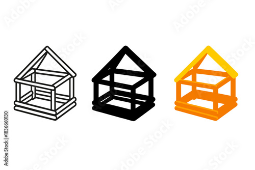 Popsicle Stick Architecture. Minimalist design of popsicle stick fort showing geometric structure and angles, first in line style