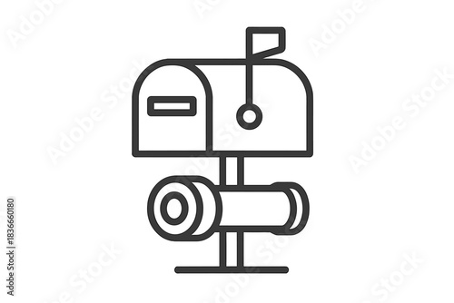 Pneumatic Mailbox Icon. Line style icon of a mailbox with a small pneumatic tube opening, representing pneumatic citizen mail,