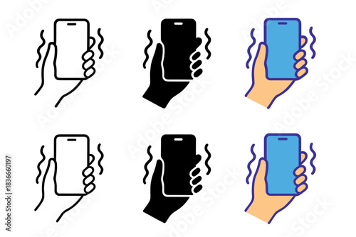 Paranormal Phone Vibration. Hand holding phone with invisible tremors, subtle motion lines, paranormal tech concept, minimal