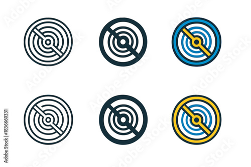 Dynamic Balance Wheel. Oscillating balance wheel with flowing hairspring pattern, simple minimal vector icon, first in line style
